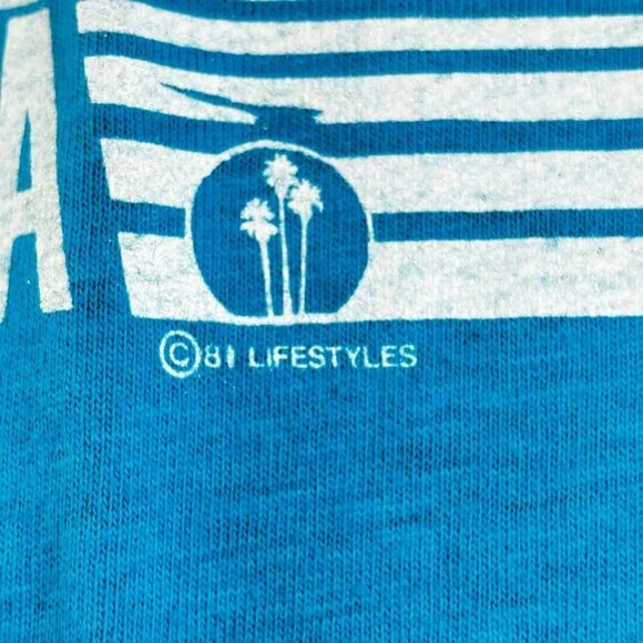Vintage 1981 CALIFORNIA SHORT SLEEVE T SHIRT 80s LIFESTYLES Graphic XL Men's - Picture 5 of 8